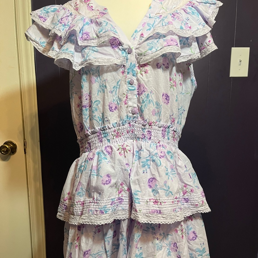 Love Shack Fancy purple floral/lace dress